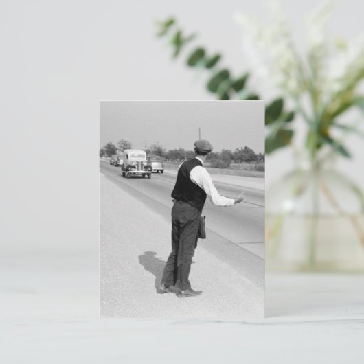 Hitching a Ride, 1939 Briefkaart (Staand voorkant)