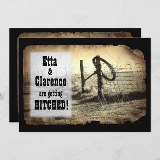 Hitching Post Wedding Invitation Kaart (Voorkant / Achterkant)