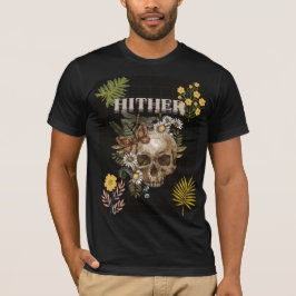 Hither Skull & Flowers Tee – Gothic Floral Art T-shirt