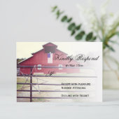 Hitler RSVP-kaarten met een Rode Barn Wedding RSVP Kaartje (Staand voorkant)