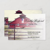 Hitler RSVP-kaarten met een Rode Barn Wedding RSVP Kaartje (Voorkant / Achterkant)