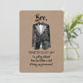 Hitler - Suit up - Funny Groomsman Invite Kaart (Staand voorkant)