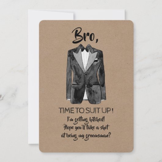 Hitler - Suit up - Funny Groomsman Invite Kaart (Voorkant)