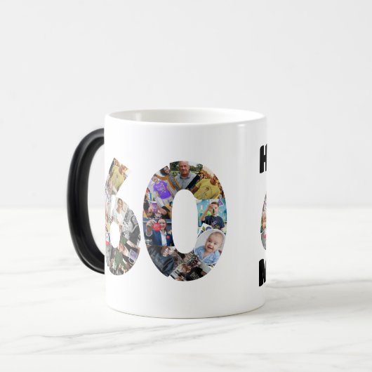 Hitte-Reactieve 60ste verjaardag fotogeheugen Magische Mok (Voorkant links)