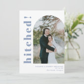 Hitted Arch Photo Dusty Blue Wedding Elopement Aankondiging (Staand voorkant)