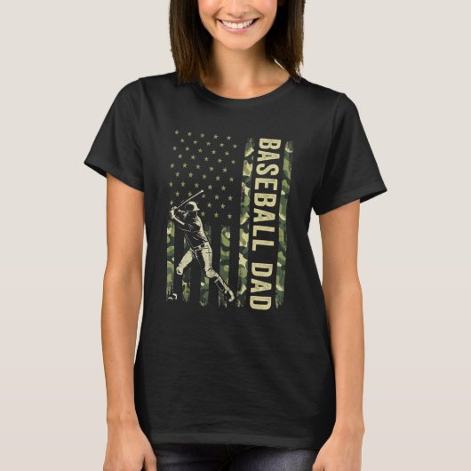 Hitter Baseball Mannen Camo American Flag Baseball T-shirt (Voorkant)