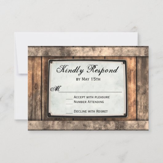 Hittevolle Rustic Wood Wedding RSVP-kaarten RSVP Kaartje (Voorkant)