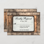 Hittevolle Rustic Wood Wedding RSVP-kaarten RSVP Kaartje (Voorkant / Achterkant)