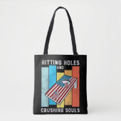 Hitting Holes Crushing Souls Retro Cornhole Tote Bag (Voorkant)
