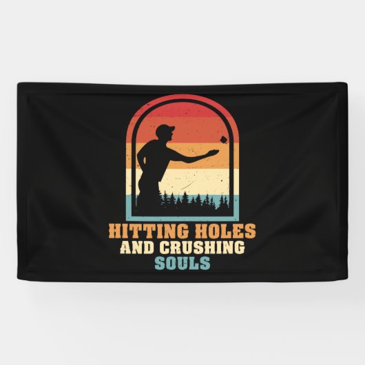 Hitting Holes en Crushing Souls Funny Cornhole Spandoek (Horizontaal)