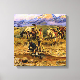 “Hitting Pay Dirt” door Charles M Russell Canvas Afdruk