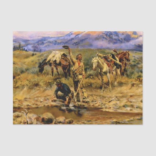 “Hitting Pay Dirt” door Charles M Russell Tissuepapier (Voorkant)