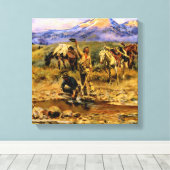 "Hitting Pay Dirt" van Charles M Russell Canvas Afdruk (Insitu (Houten vloer))