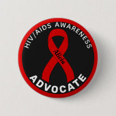 HIV/AIDS Advocate Ribbon Black Button (Voorkant)