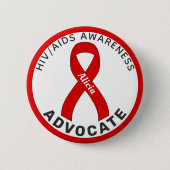 HIV/AIDS Advocate Ribbon White Button (Voorkant)