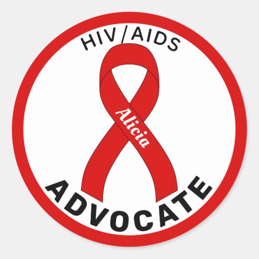 HIV/AIDS Advocate Ribbon White Round Sticker (Voorkant)