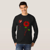 HIV Aids Awareness Red Butterfly Sunflower Ribbon T-shirt (Voorkant volledig)