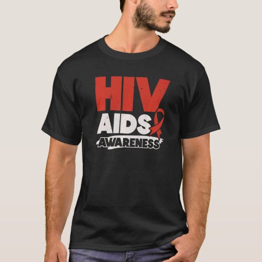 HIV AIDS Awareness Red Ribbon Disability T-shirt (Voorkant)