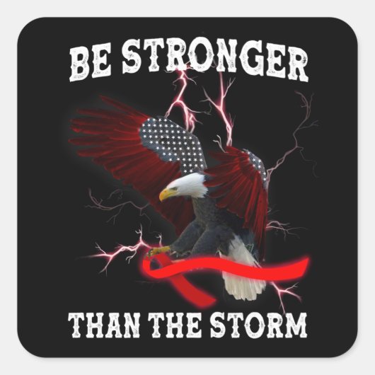 HIV AIDS Bewustheid Eagle Red Ribbon HIV die T-S Vierkante Sticker (Voorkant)