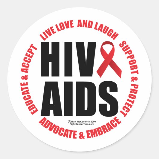 HIV/AIDS Live Liefde Lach Ronde Sticker (Voorkant)