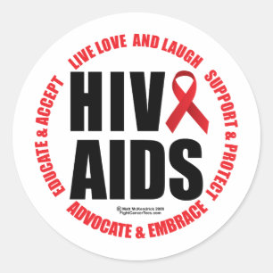 HIV/AIDS Live Liefde Lach Ronde Sticker