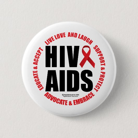 HIV/AIDS Live Love Laugh Ronde Button 5,7 Cm (Voorkant)