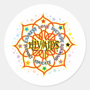 HIV/AIDS Lotus Ronde Sticker