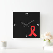 HIV AIDS Ribbon Cancer Awareness Vierkante Klok (Huis)