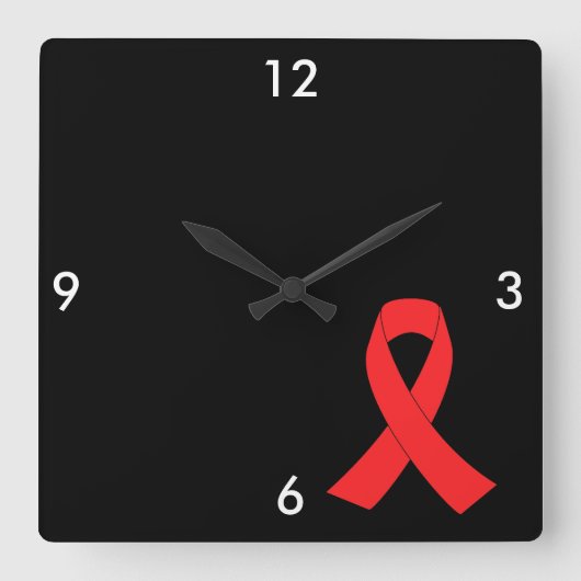 HIV AIDS Ribbon Cancer Awareness Vierkante Klok (Voorkant)