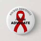 HIV/AIDS Ribbon White Button (Voorkant)