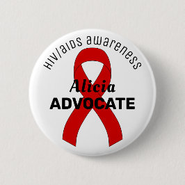HIV/AIDS Ribbon White Button