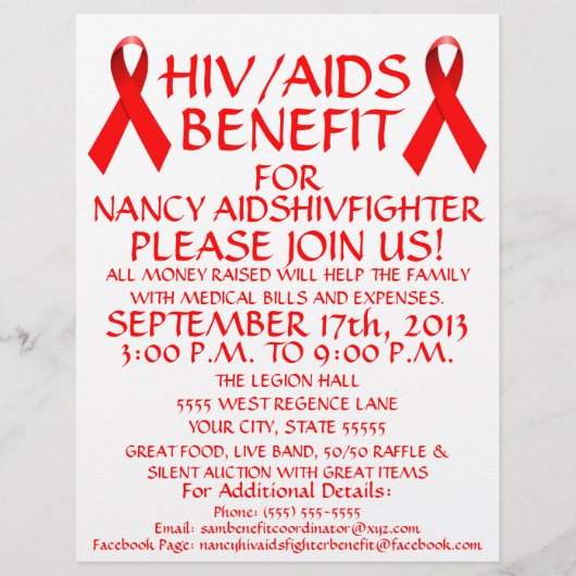 HIV AIDS Rode Lint Benefit Flyer (Voorkant)