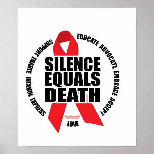 HIV/AIDS: Stilte staat gelijk aan dood Poster (Voorkant)