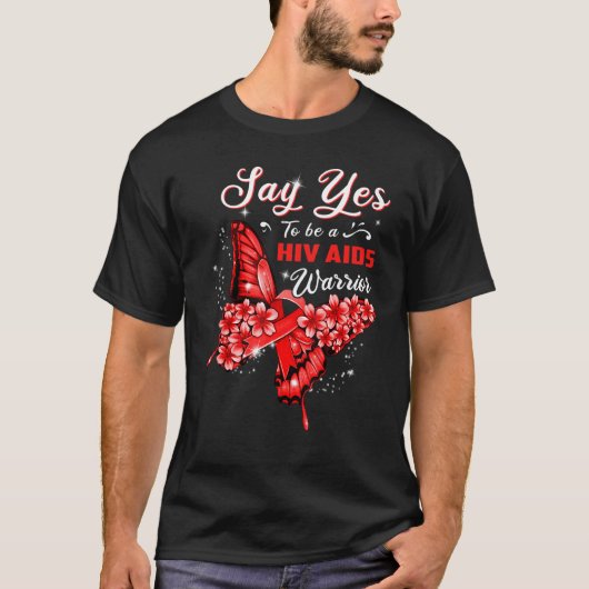 HIV AIDS Warrior Red Butterfly Womens T-shirt (Voorkant)