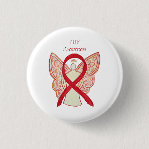 HIV Awareness Ribbon Angel Custom Art Pin Ronde Button 3,2 Cm