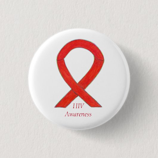 HIV Awareness Ribbon Custom Art Pin Ronde Button 3,2 Cm (Voorkant)