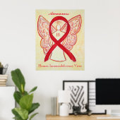 HIV Awareness Ribbon Red Angel Custom Art-Posters Poster (Thuiskantoor)