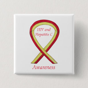 HIV - Hepatitis C Awareness Angel HCV Ribbon Pins Vierkante Button 5,1 Cm