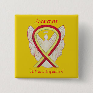 HIV - Hepatitis C Awareness Angel HCV Ribbon Pins Vierkante Button 5,1 Cm