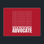 HIV HIV Advocate Briefkaart<br><div class="desc">HIV Advocate belettering typografie kunst - Minimalistisch,  herhalend woordontwerp voor degenen die pleiten voor HIV-bewustzijn. > Advocate art design voor HIV-positief familielid,  gezondheid,  medische of professionele maatschappelijk werker. > Personaliseer het! Aangepaste naam,  foto of tekst toevoegen.</div>