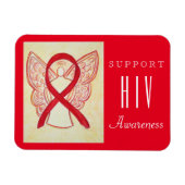 HIV Red Awareness Ribbon Angel Custom Gift Magnet Magneet (Horizontaal)