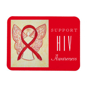 HIV Red Awareness Ribbon Angel Custom Gift Magnet Magneet