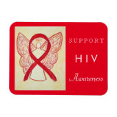 HIV Red Awareness Ribbon Angel Custom Gift Magnets Magneet (Horizontaal)
