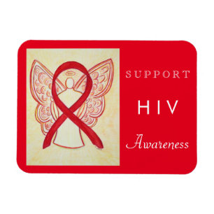 HIV Red Awareness Ribbon Angel Custom Gift Magnets Magneet