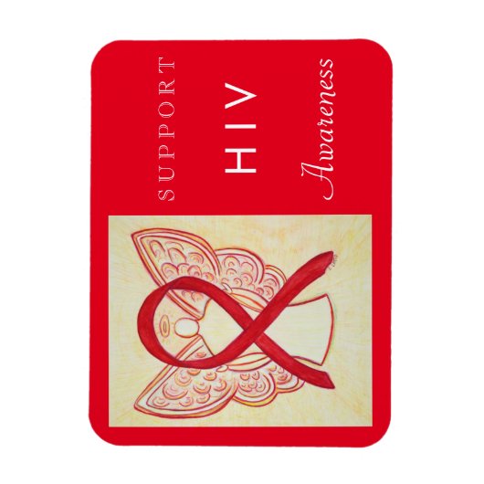 HIV Red Awareness Ribbon Angel Custom Gift Magnets Magneet (Verticaal)