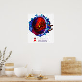 HIV-virus ( hiv / aids - liefdadigheidsinstelling  Poster (Keuken)