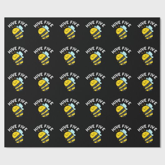 Hive Five Funny High Five Bee Pun Dark BG Cadeaupapier (Vlak)