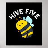Hive Five Funny High Five Bee Pun Dark BG Poster (Voorkant)