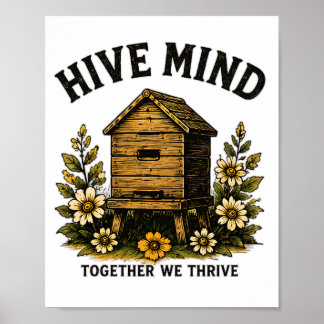 Hive Mind | Vintage Bijenkorf Imkerdesign Poster