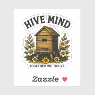 Hive Mind Vintage Bijenkorf Imkerdesign Sticker